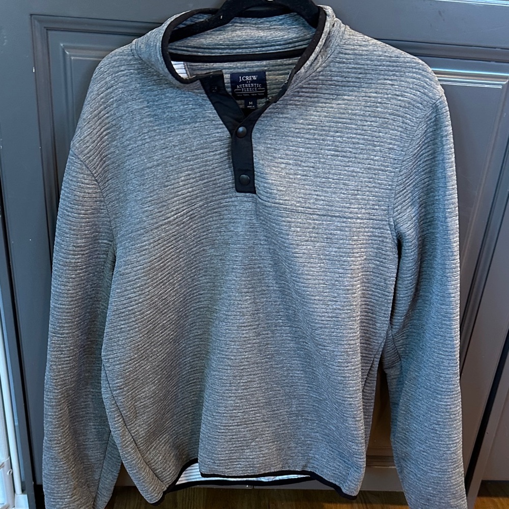 J. Crew Men's Gray Button-Collar Sweater
